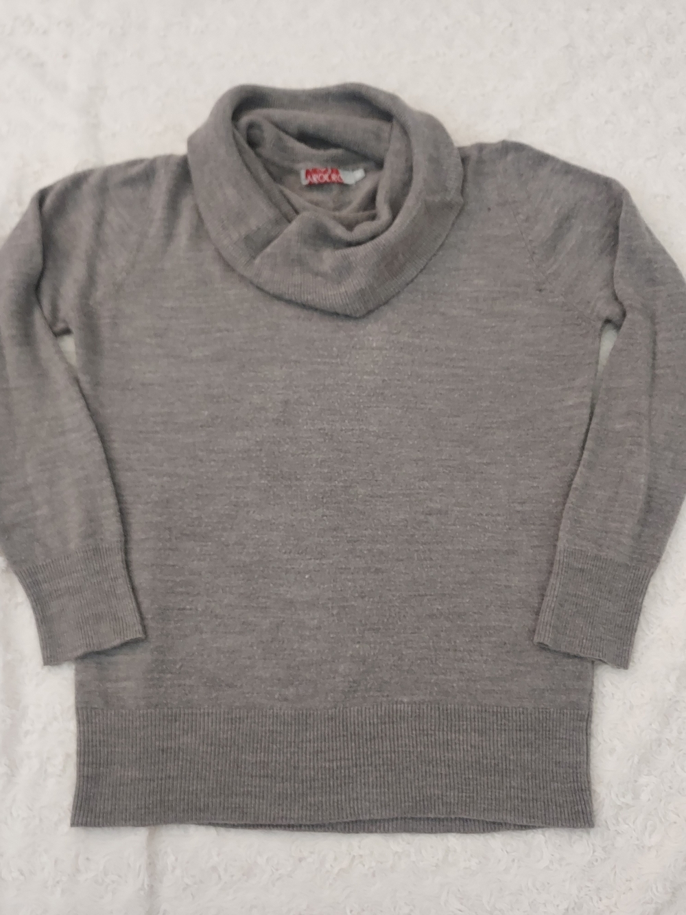 Carol Rose Medium Neutral Gray Cowl Neck Sweater Fall Winter Academia Casual